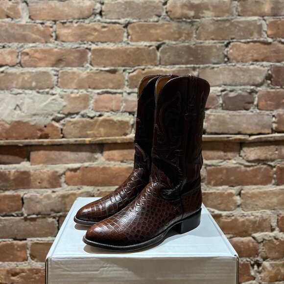 Lucchese Full Quill Caiman Cowboy Boots - Picture 1 of 10